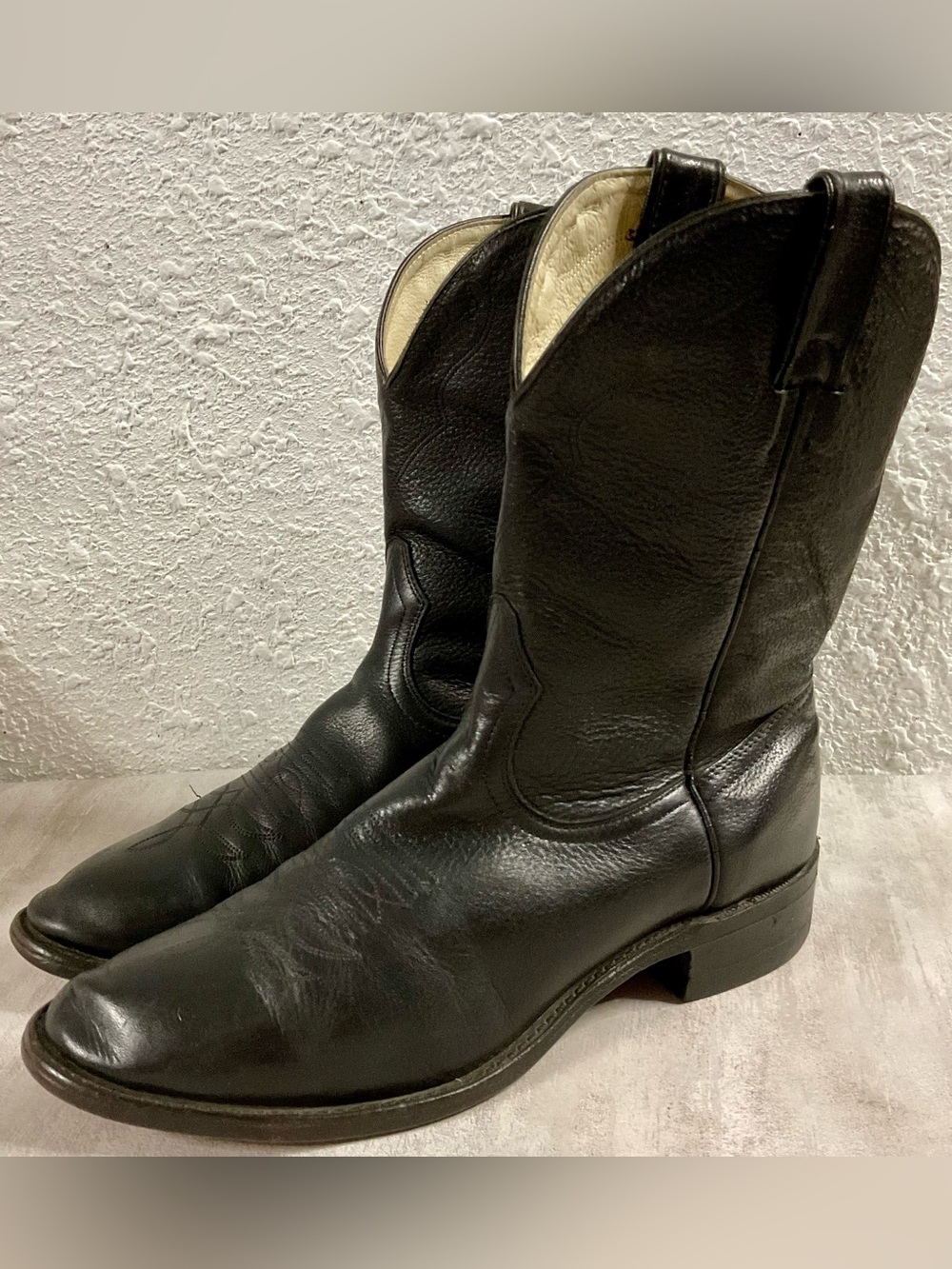 Boulet 9802Challenger Men's Black Leather Western Pull-On Cowboy Boots Size 9.5E